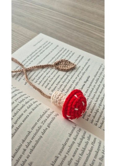 Kırmızı Mantar Amigurumi Kitap Aksesuarı Hediyelik Kitap Ayracı