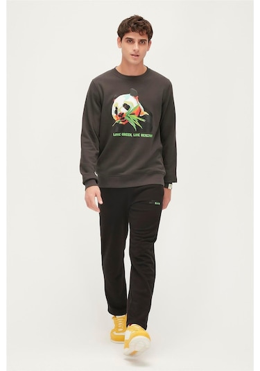 Bad Bear Re-bamboo Crewneck Erkek Sweatshirt-5575 Raven Füme