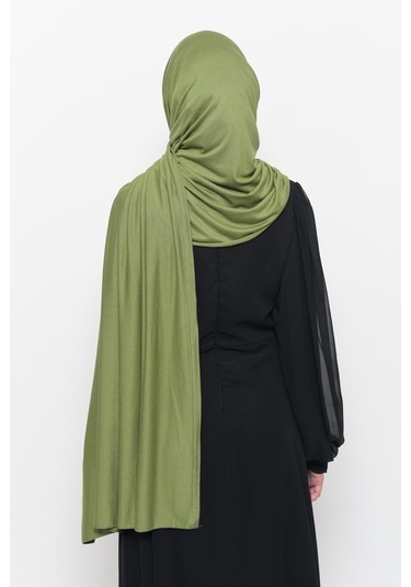 Hazır Pratik Geçmeli Lüks Düz Penye Şal Çapraz Hizalı Fıstık Yeşili
