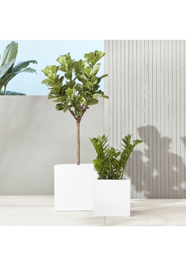 Mofiba Fiberglass Saksı Kare 30cm 30cm 30h Cm Beyaz