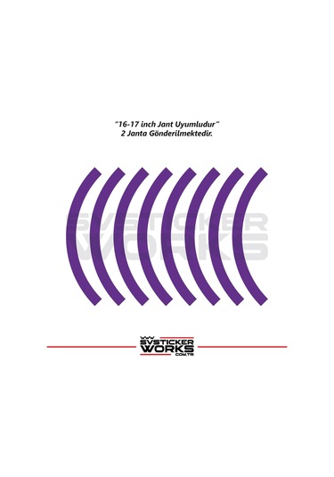 Motosiklet Jant Şeridi Jant Sticker Yarım Kaplama Daire 17-18 İnch Jant Motor Uyumlu Mor