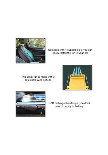 Hallow K20330B Taşınabilir Araba Arka Koltukları Soğutma Vantilatörü Siyah