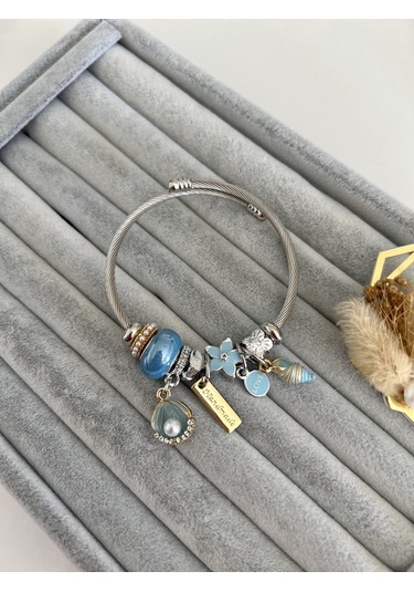 Su Perisi Takı Bijuteri Çelik Midye Ve İnci Detaylı Bileklik