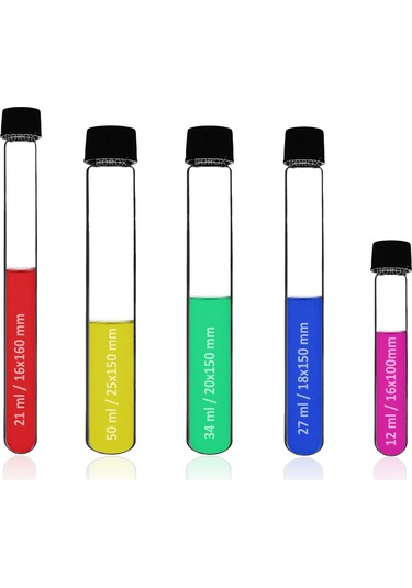 Borox Vida Kapaklı Cam Deney Tüpü 20 x 150 MM 10 Adet