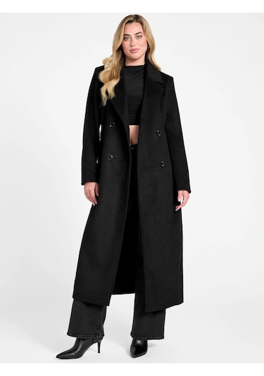 Guess Lorenza Kadın Siyah Yün Karışımlı Kaban W5bl21wgvr2-jblk Siyah