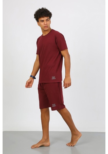 Akbeniz Erkek Pamuk Lakost Alt Üst Kaprili Pijama Takım Bordo 6872 Bordo