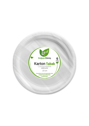 Roll-up Doğaya Dönüşümlü Karton Tabak 22cm 6lı Beyaz-Ebat Yok