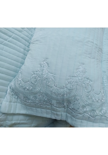 Yatak Örtüsü Zmrt Çift Kişilik Dantelli Açık Yeşil Pamuk Açık Yeşil