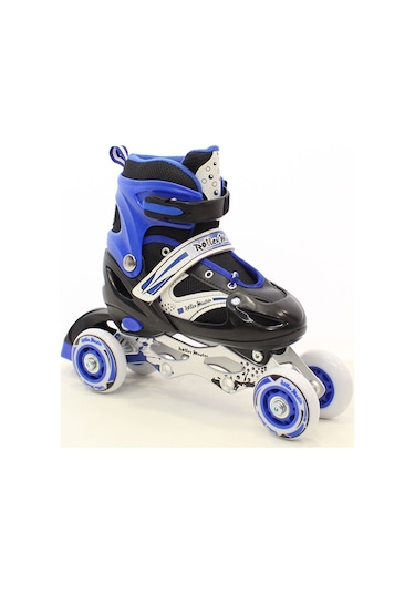 Mavi Işıklı Çocuk Paten 2+2 , Numara Ayarlı,taşıma Çantalı Mavi