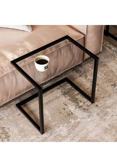 Crux Üçlü Camlı Zigon Sehpa Siyah