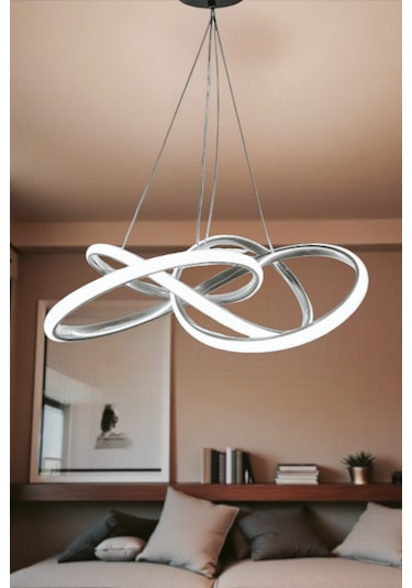 Kumandalı 3 Renk Işıklı Modern Sarkıt Led Avize Krom Kasa Salon,oda ,mutfak ,hol Efsane Krom