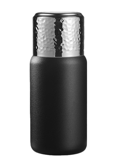 300Ml 316 Paslanmaz Çelik Yalıtımlı Bardak Dövülmüş Doku Kapaklı Çay Süzgeçli Su Şişesi Bpa Içermez Fda Sertifikası Yok - Siyah