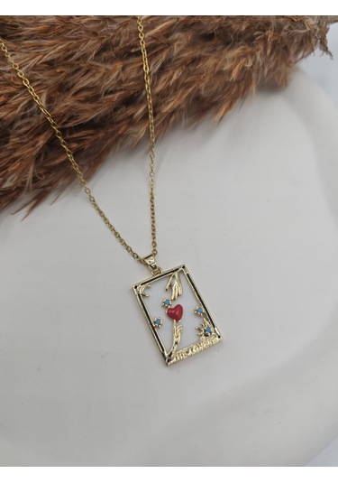 The Lovers Taror Kartı Çelik Kolye Altın