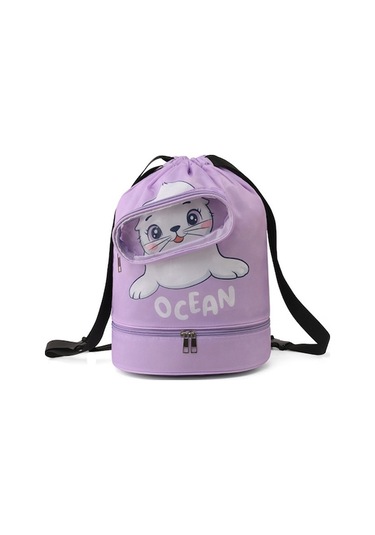 Fastbuy Geniş Açık Mavi Spor Çantası, Su Geçirmez, Ayakkabı/yüzlük Bölümü Varsa, Portatif Mavi Ahtapot Desenli Açık Mavi