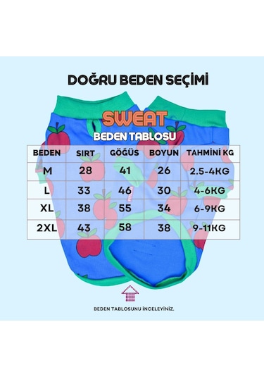 Apple Kaşkorse Elma Desenli Sweat Kedi Köpek Sweat Kedi Köpek Kıyafeti