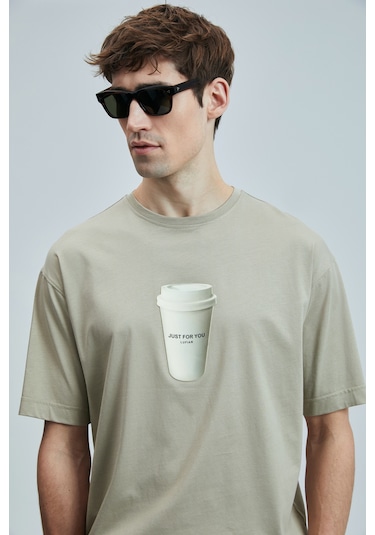Lufian Omen Modern Grafik T- Shirt Bej Bej 111020252100550 Bej