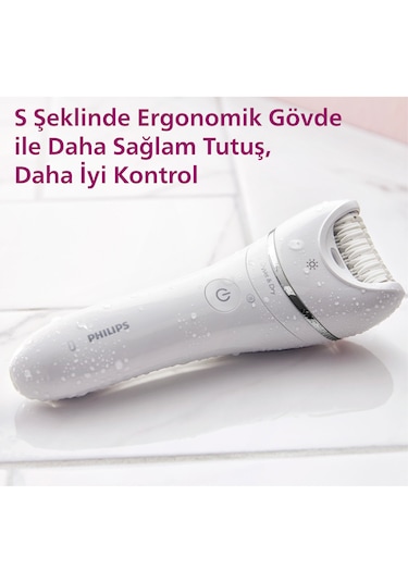 Philips BRE730/05 Epilatör (Yüz+Koltuk alti+Bikini Bölgesi+Bacak)Islak-Kuru,Işıklı,Kablosuz