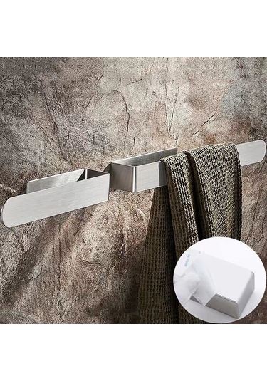 Honmex 304 Çelik Banyo Havluluk - Delme Yok Kurulum, 21cm Kısa Model, Gümüş Mat, Hassas Dokuma, Sağlıklı Depolama Diğer