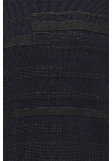 Lacivert Kendinden Desenli Bisiklet Yaka Triko 001