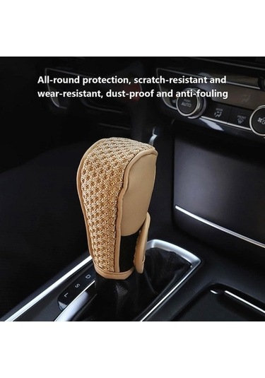 Dancemonkey Pu + Buz İpek Kaymaz Araç Vites Topuzu Kapak - Bej Bej