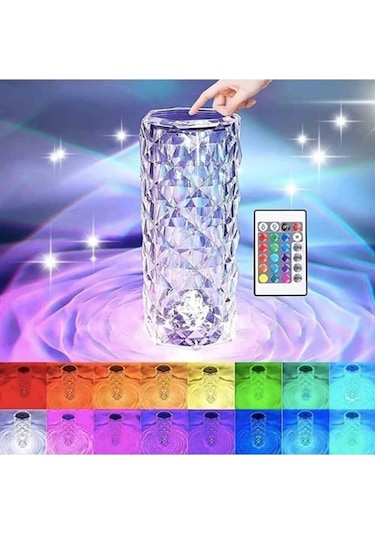 Kristal Led Masa Üstü Lamba 16 Renk Uzaktan Kumandalı Dokunmatik Diğer