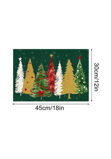 Pazly Şık 4 Parça Keten Masa Örtüsü Seti - 30x45cm, Dekoratif Yeşil, Festif Hava Kat Yeşil