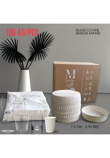 Bardak Kapağı Cam Bardak Kapağı Tıkacı 75 Mm 100 Adet