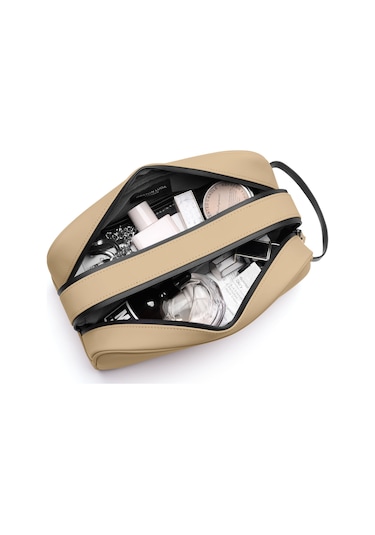 Gaston Luga Spläsh Toiletry Double Zipped Bag - Latte