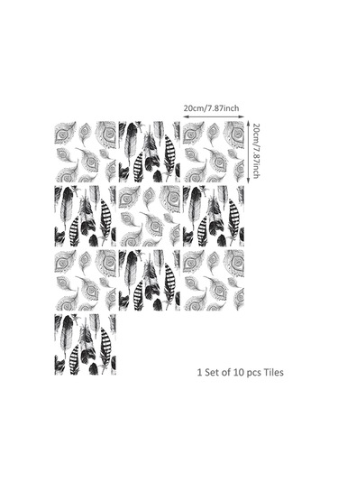 Dianziye Klasik Akdeniz Stili Pvc Otostik Tile Sticker 20x20cm 10 Adet - Duvar Dekoru İçin Kolay Uygulama Ve Kaldırma Diğer