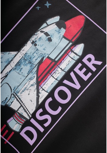 Cigit Dıscover Baskılı T-shırt 8-12 Yaş Siyah SIYAH