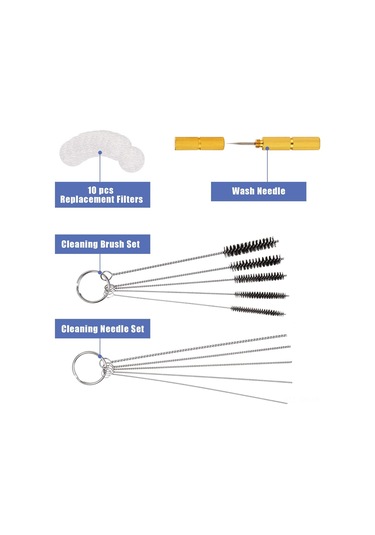Singree Hava Fırçası Temizleme Seti - Cam Kavanozlu Tutucu, Nikel Boru, Çelik İğne Ve Nylon Fırça 4'lü Aksesuar Paketi