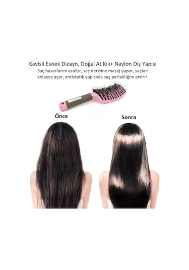 Land Of Myth LOM1073 Dolaşık Saç Açma Tarama Fırçası Antistatik İyonik Yetişkin & Çocuklar İçin Pembe