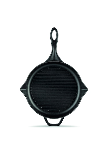 Hosse 28 Yardımcı Kulplu Yuvarlak Grill Tava Siyah