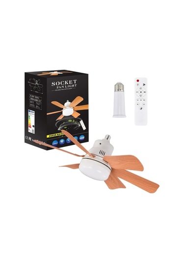 Xuweiwei 1 Adet Ahşap Tahıl Desenli Abs Kanatlı Led Akıllı Tavan Vantilatörü Uzaktan Kumandalı E26 E27 Tabanlı 5 Kanat Soğuk Sıcak Işık Modları