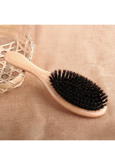 Suofeng Doğal Domuz Kıllı Ahşap Paddle Saç Fırçası - Dolaşma Önleyici Parlaklık Ve Saç Derisi Masajı Premium Ahşap Saç Fırçası