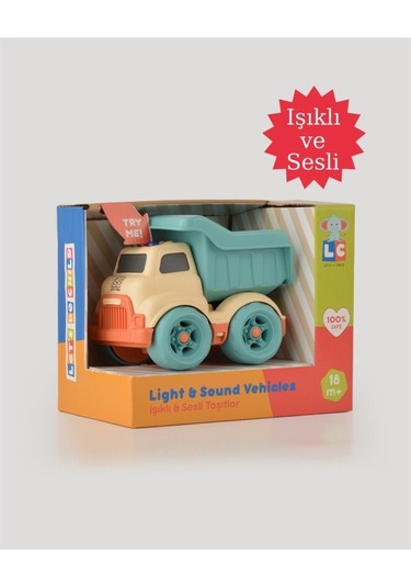 Let's Be Child Sesli Ve Işıklı Minik Kamyon 31016 Bej - Turkuaz Kasalı, Çocuklar İçin Oyuncak Kamyon