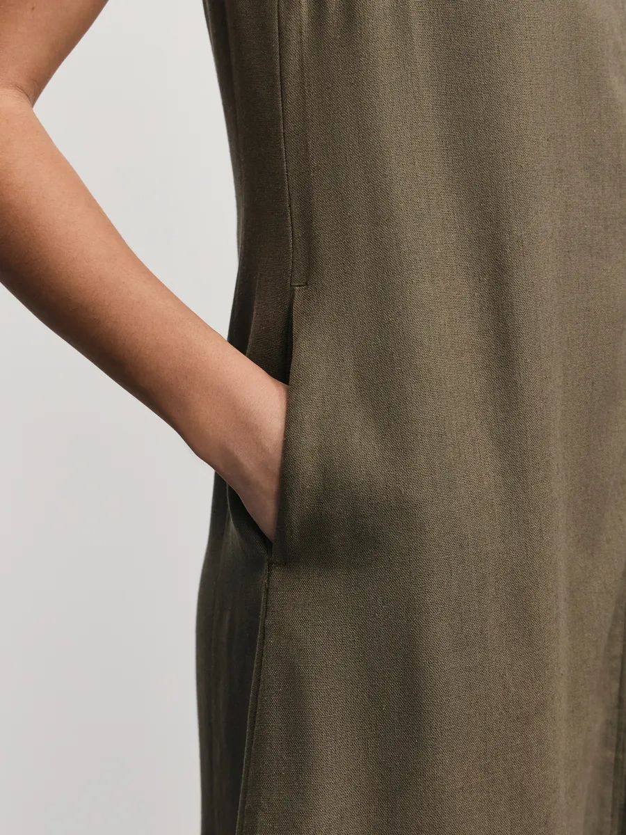 Zarına Yazlık Mini Günlük Düğmesiz Elbise 371654315 Khaki