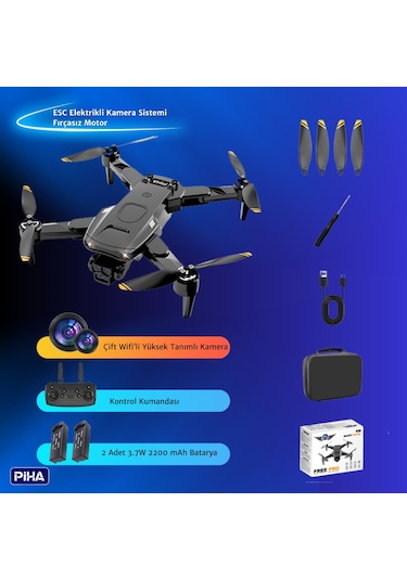 S85 Free Pro 2 Batarya, 40 Dakika Uçuş, 1080p Çift Esc Kamera, Fırçasız Motorlu Drone