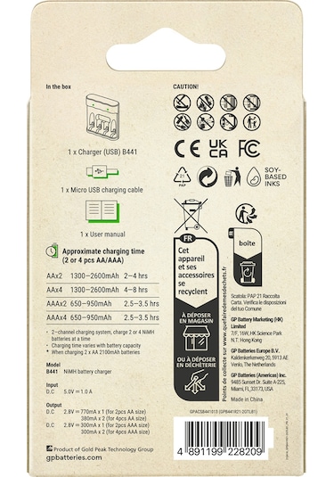 Gp B441 Usb Pilsiz Şarj Cihazı Aa-aaa İçin