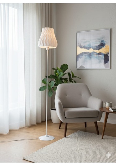 Soft Model Modern Salon / Oturma Odası Ahşap Ayaklı Lambader Beyaz