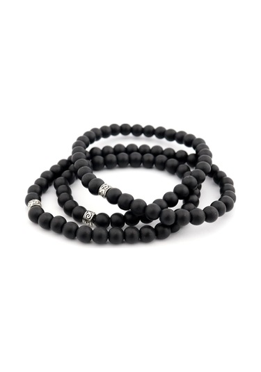 Pigado Mat Oniks Taşlı 99'Lu Hem Kolye Hem Bileklik Hem  Tesbih Altın