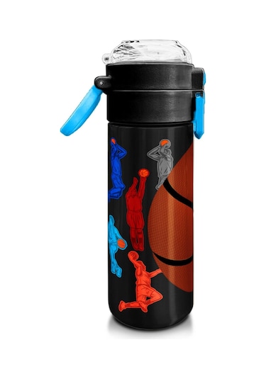 Coral High Kids Siyah Basketbol Desenli Pipetli Ve Direkt İçim Çelik Termos 500 Ml 31795 Siyah