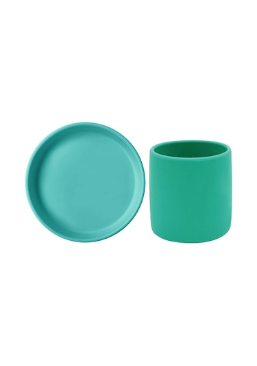 Oioi Basic Silikon Beslenme Seti Tabak & Bardak Yeşil