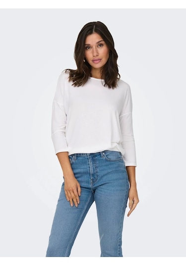 Only 15157920 Genis Yaka Dirsek Kol Kadın Body - Ekru Ekru