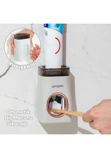 Porsima M543 Duvara Monte Yapışkanlı Otomatik Diş Macunu Sıkacağı Çok Renkli