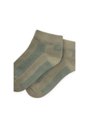 Cigit Kalın Çizgili Çocuk Patik Çorabı 5-12 Yaş Çağla - Haki Yeşil Haki