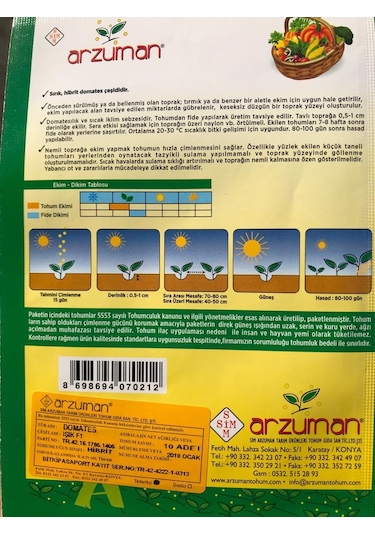 Arzuman Işık F1 Sırık Domates Tohumu  10 Adet