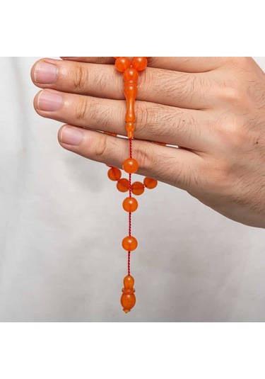 Yuvarlak Sıkma Kehribar Tesbih T9023 Gümüş