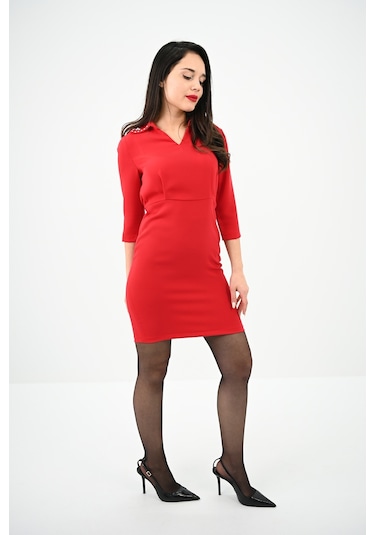 Kadın Yaka Taş İşleme Detaylı Elbise 5210-24 001