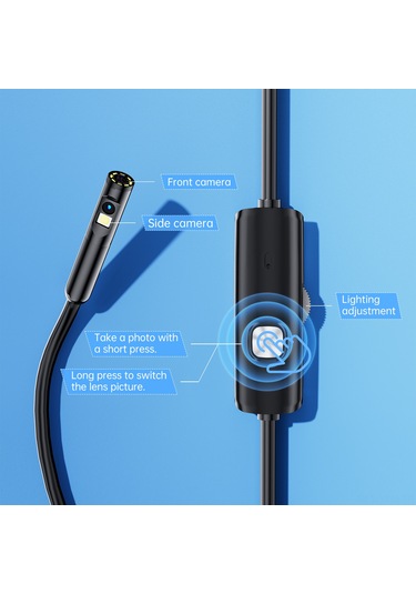 Geeksen 8mm Ip68 Su Geçirmez Endoskop Kamera - 1920p Hd, 3.5m Sabit Kablolu, 8+1 Led Işık, İphone/android Uyumlu, Siyah An112